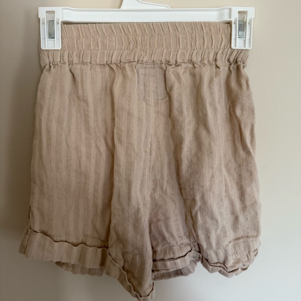 Rip Curl Striped Beige and White Linen Blend Paper Bag Pull On Shorts Sz Small - Picture 3 of 6